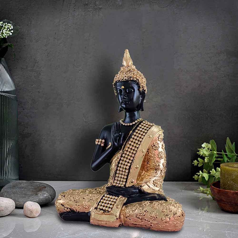 Black Meditating Buddha Figurine